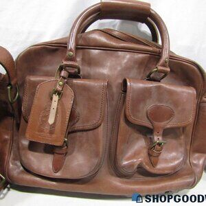 Polo Ralph Lauren Leather Messenger Bag Vintage Computer Office Brown